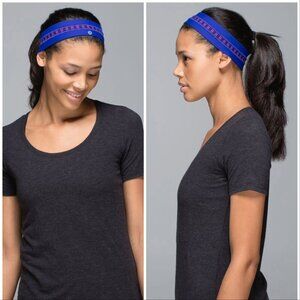 Lululemon Fly Away Tamer Headband Pigment Blue / Double Trouble Stripe Violet